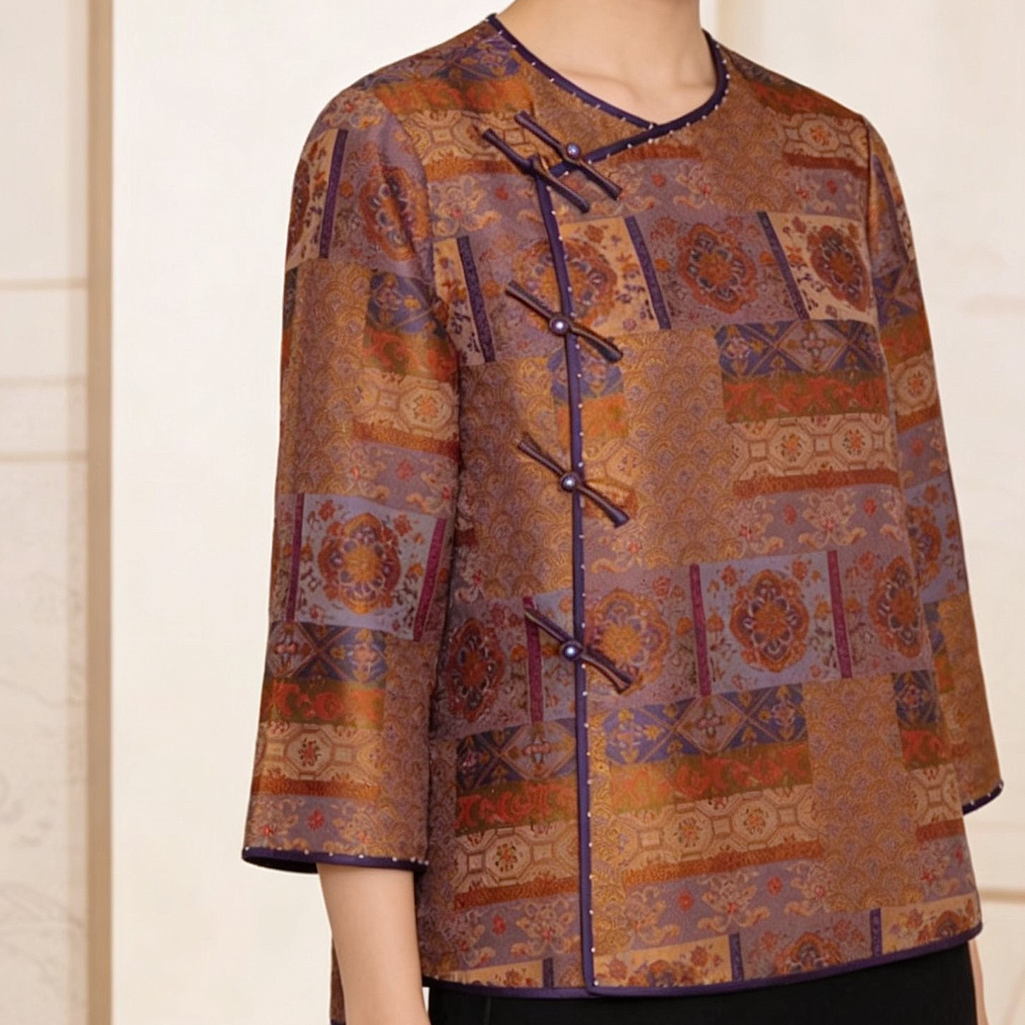 JINSILUO【锦上添花】新中式国风非遗蜀锦女装气质网红上衣斜襟提花