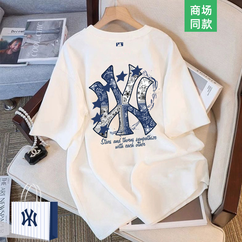 奥特莱斯新款纯棉短袖t恤男2025夏季情侣装重磅潮流情侣装上衣服
