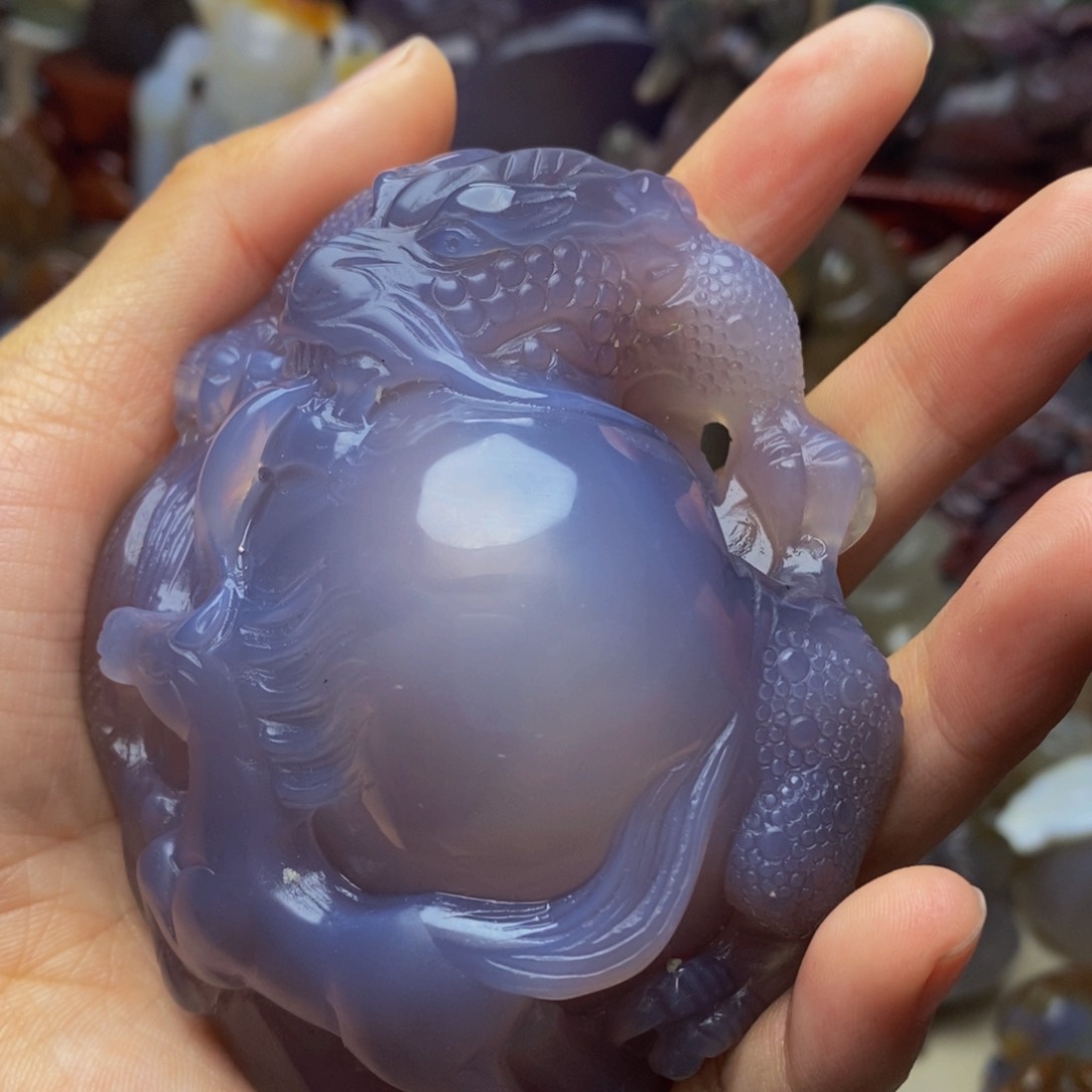 玛瑙/玉髓手把件未镶嵌大****馆