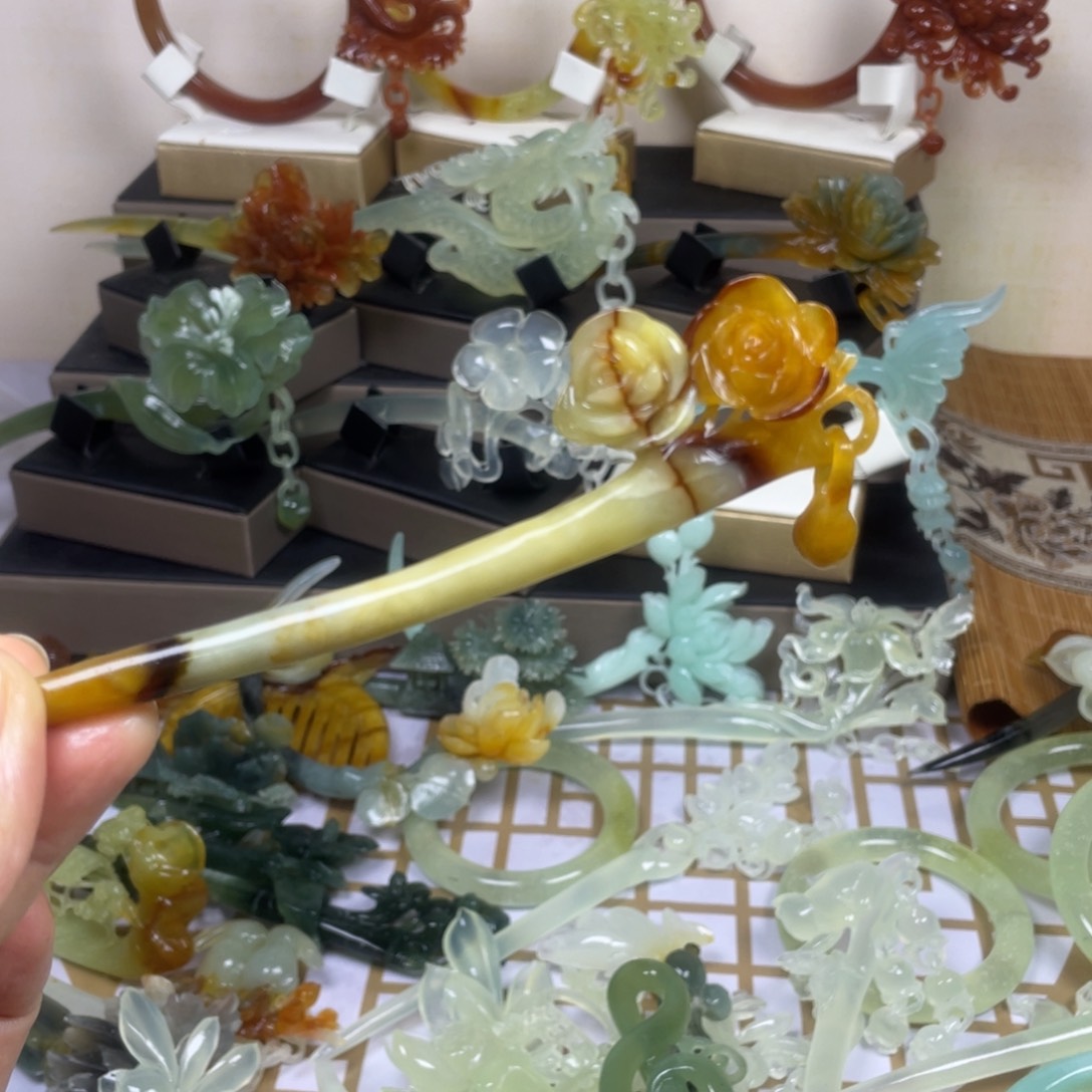 未镶嵌蛇纹石玉发饰