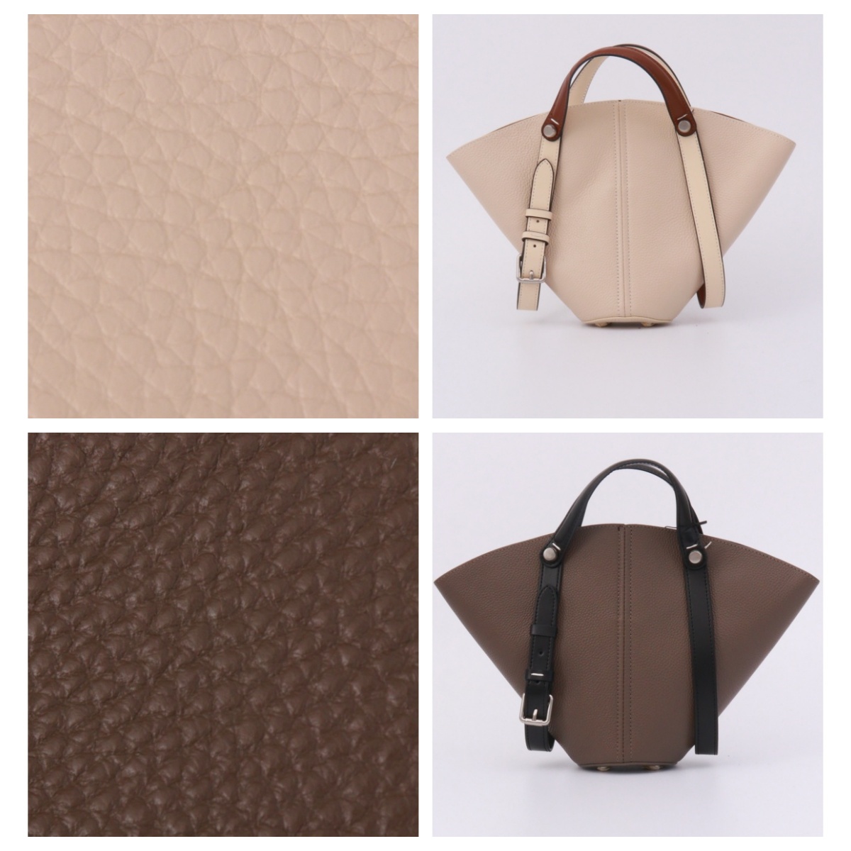 JINGQII 【MGL/21】白&灰&黑-颗粒纹牛皮 马术包包 手提女包 30828