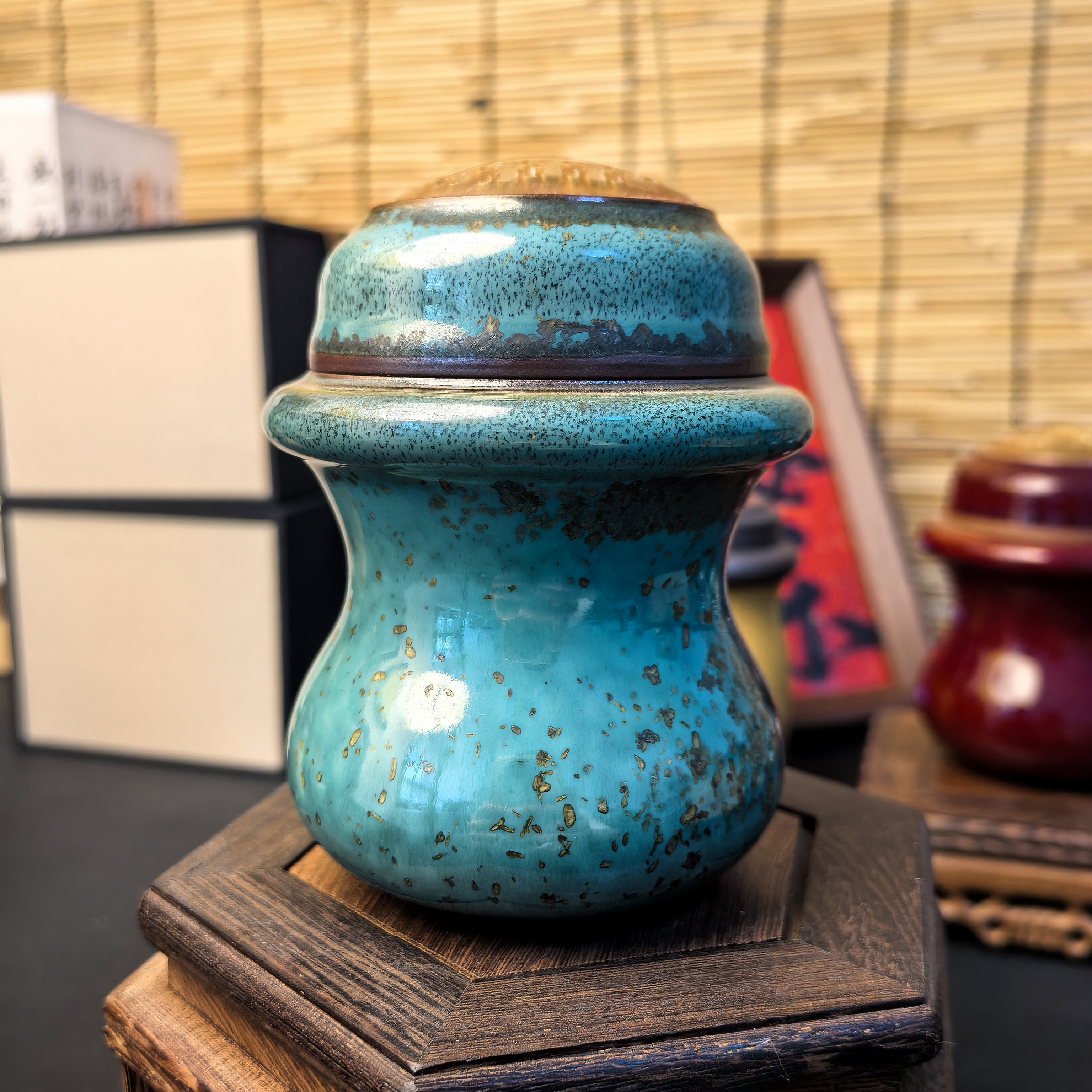 鸣趣雅作·鸣虫用具·鸣虫叫罐·墩子器型·湖绿色