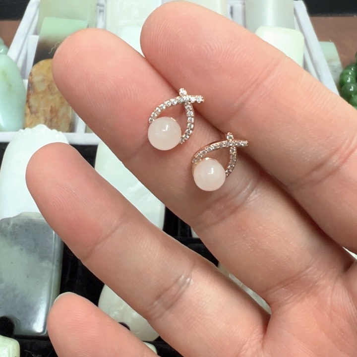 银S925镶嵌和田玉耳饰