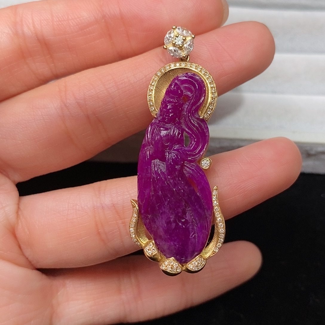 苏纪石（舒俱来）18K金镶嵌吊坠(不含链)