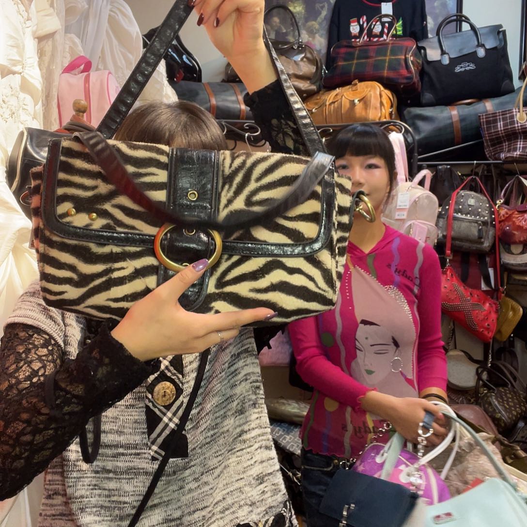 蚕丝斑马纹斜挎包