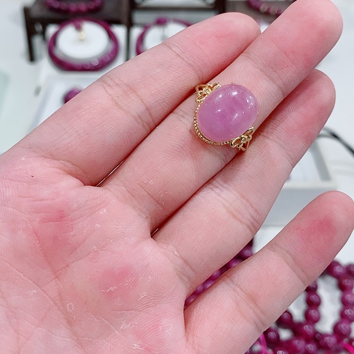 戒指锂辉石银S925镶嵌