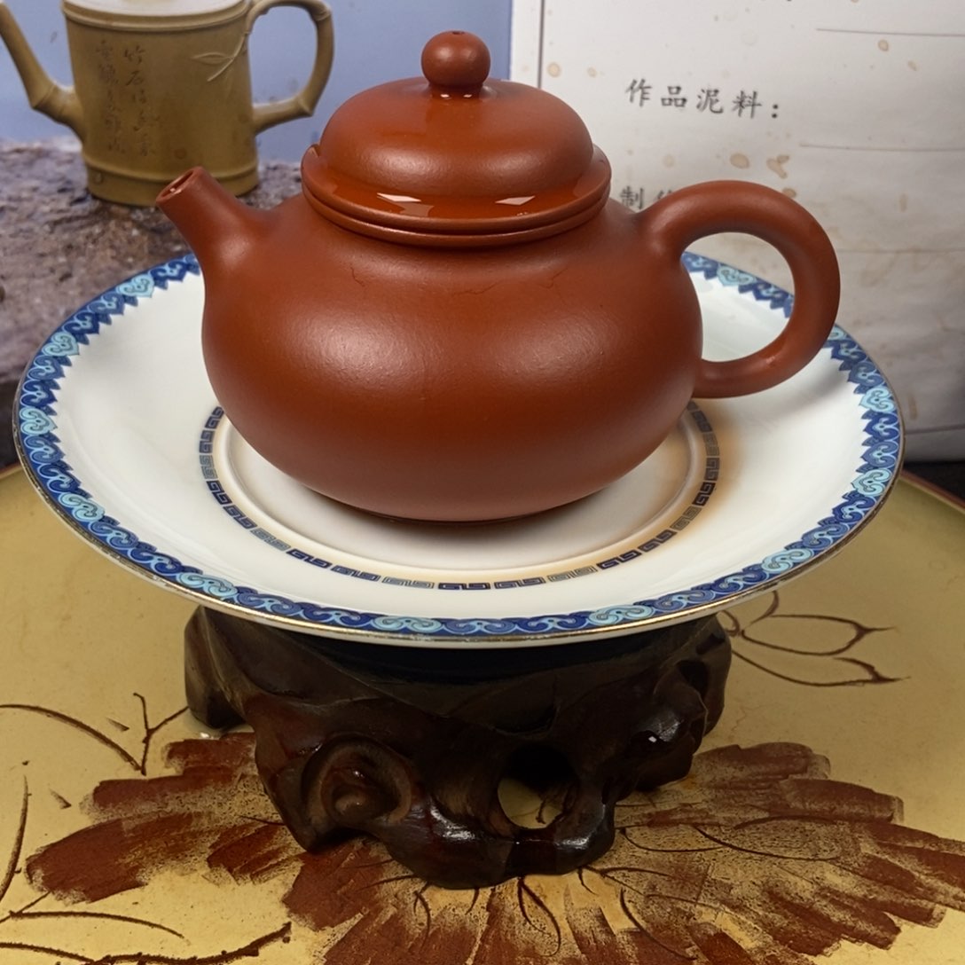 紫砂茶壶赵庄朱泥200 容量宜兴紫砂壶