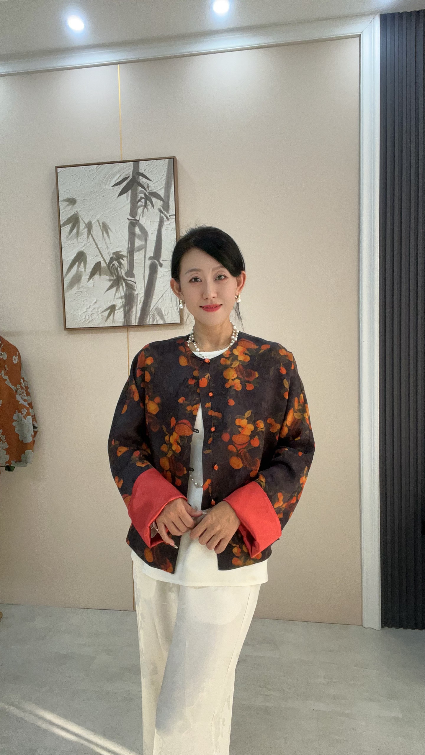 炫云裳【好柿如意】新中式早秋新款提花中长款国风外套