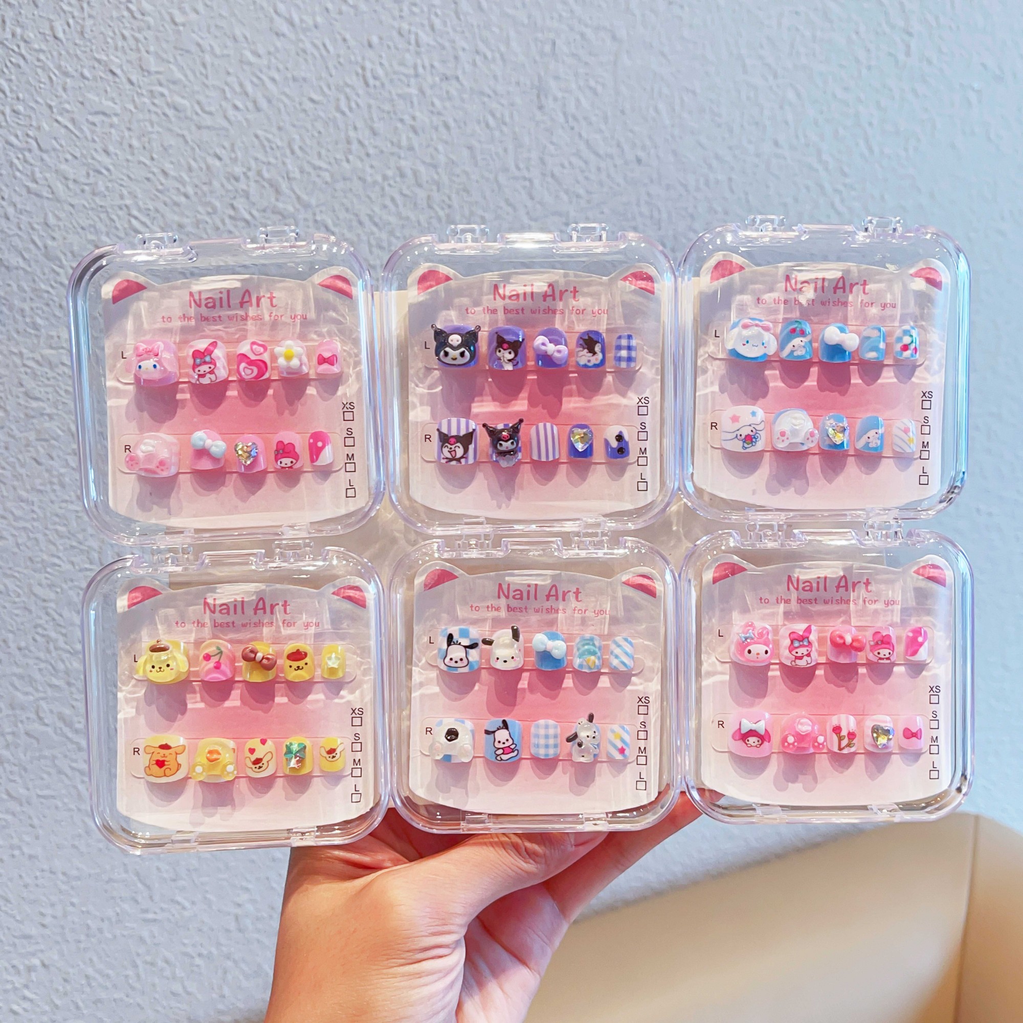 库洛米卡通儿童穿戴美甲新款可拆卸指甲贴卡通动漫女孩甲片可爱