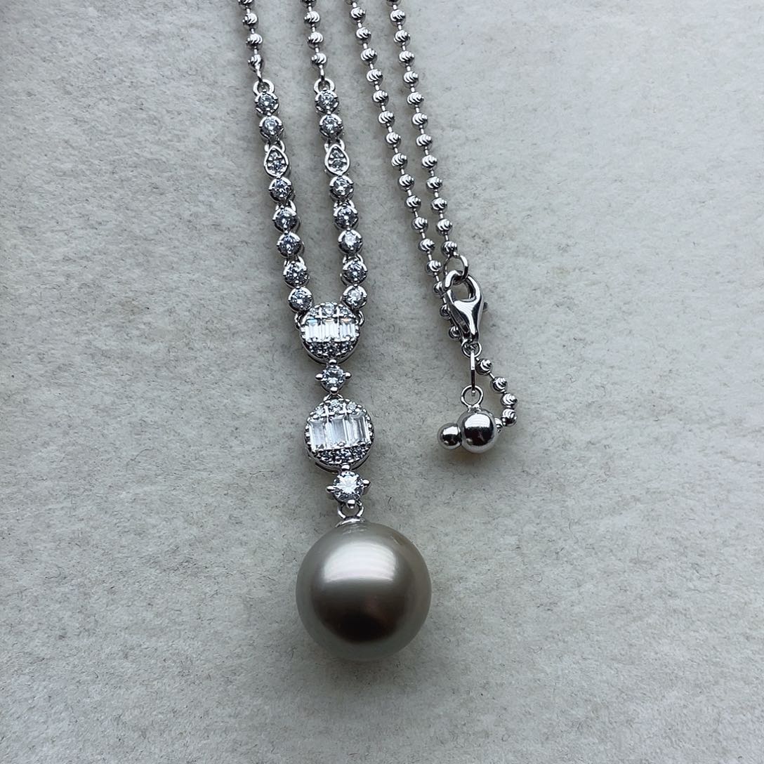 海水珍珠套链126银S925镶嵌