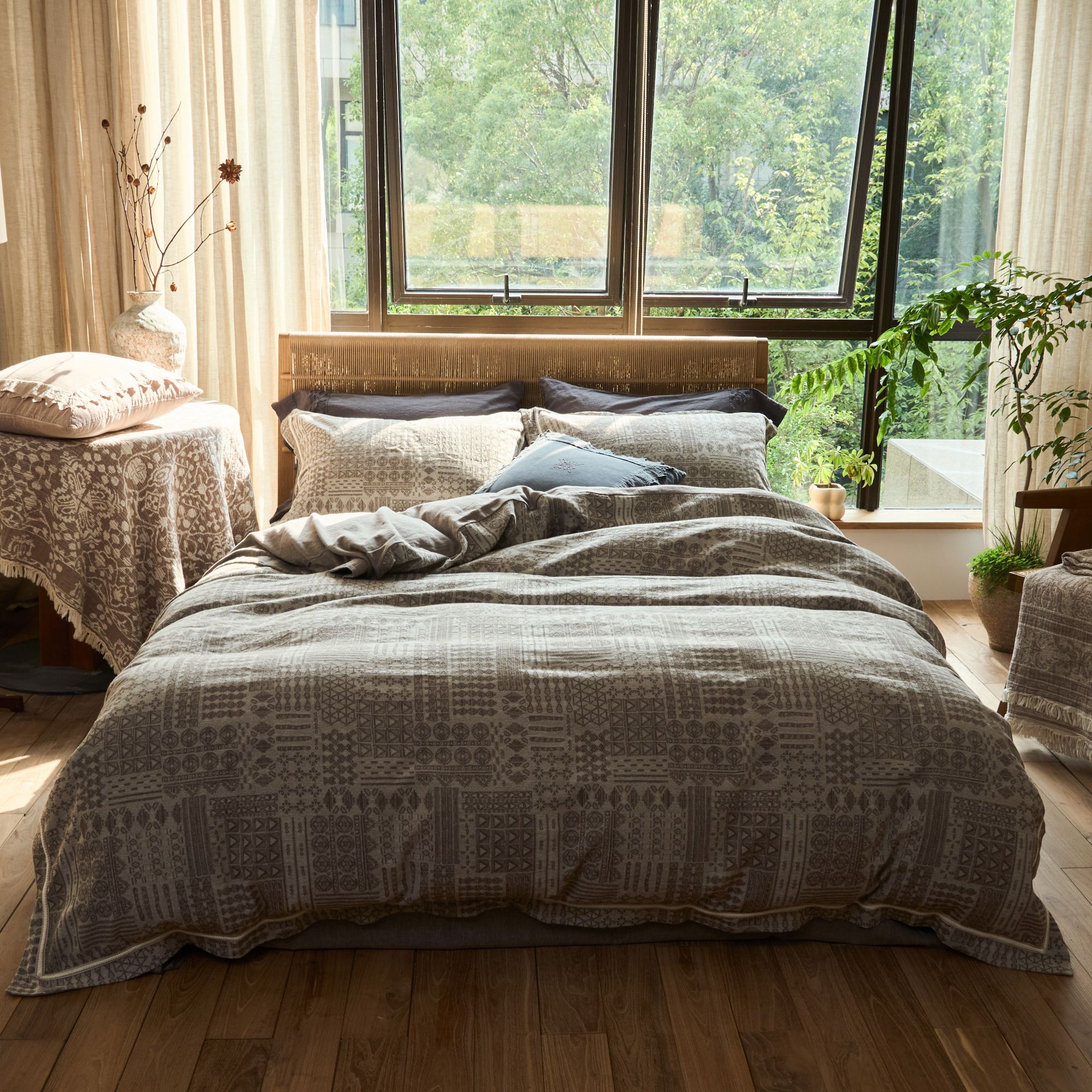 【幻想集】美式轻复古棉麻加厚床品四件套轻奢简约吸湿透气床单