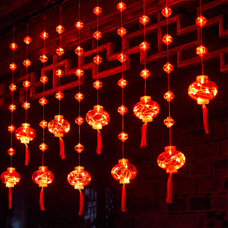 新年灯笼挂件小红灯笼福字太阳能阳台装饰灯彩灯闪灯春节过年布置