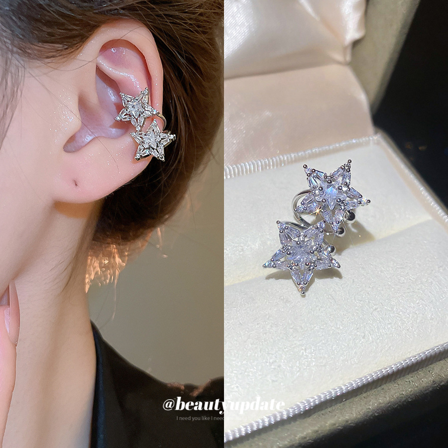 合金耳饰 星星耳夹精致轻奢无耳洞耳骨夹耳环时尚气质耳饰高级感