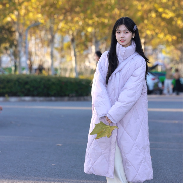 小文【芋泥奶茶】冬季新款中长款羽绒服外套保暖慵懒风韩版宽松显瘦
