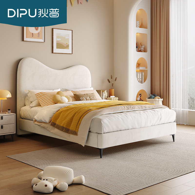 狄普法式奶油风布艺床现代简约泡芙婚床复古风双人软包科技布大床