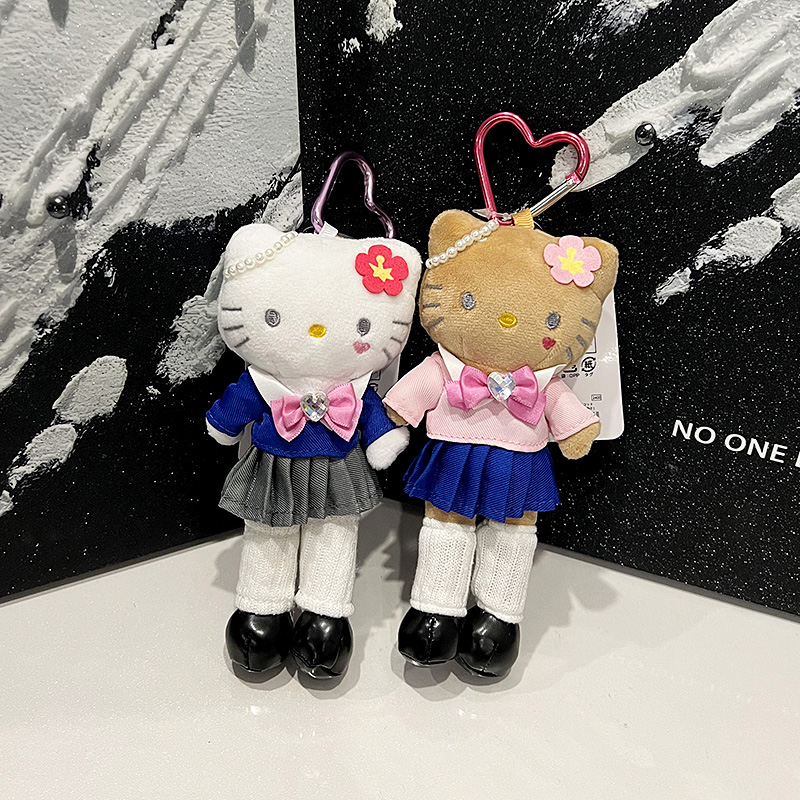 新款hellokitty 长腿高校制服kitty 黑皮可爱包包挂饰挂件