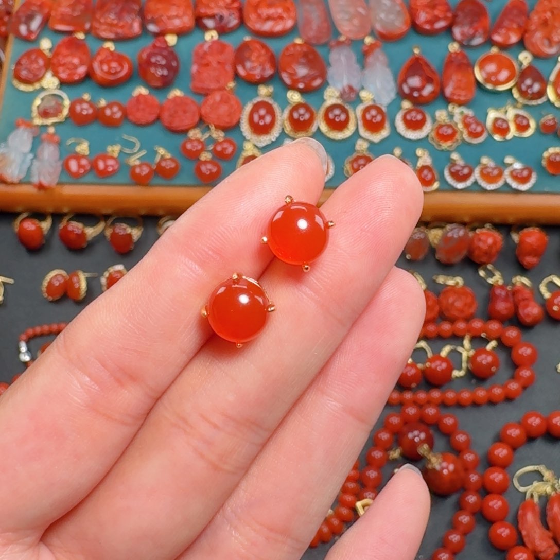 南红玛瑙南红保山冰红银S925镶嵌