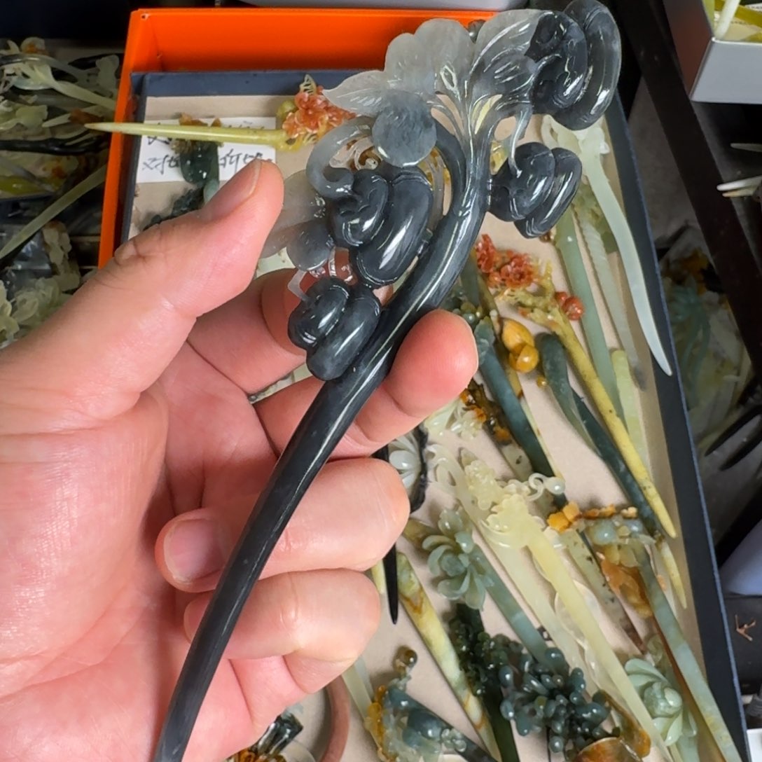 岫玉发饰未镶嵌明君玉簪就是好看