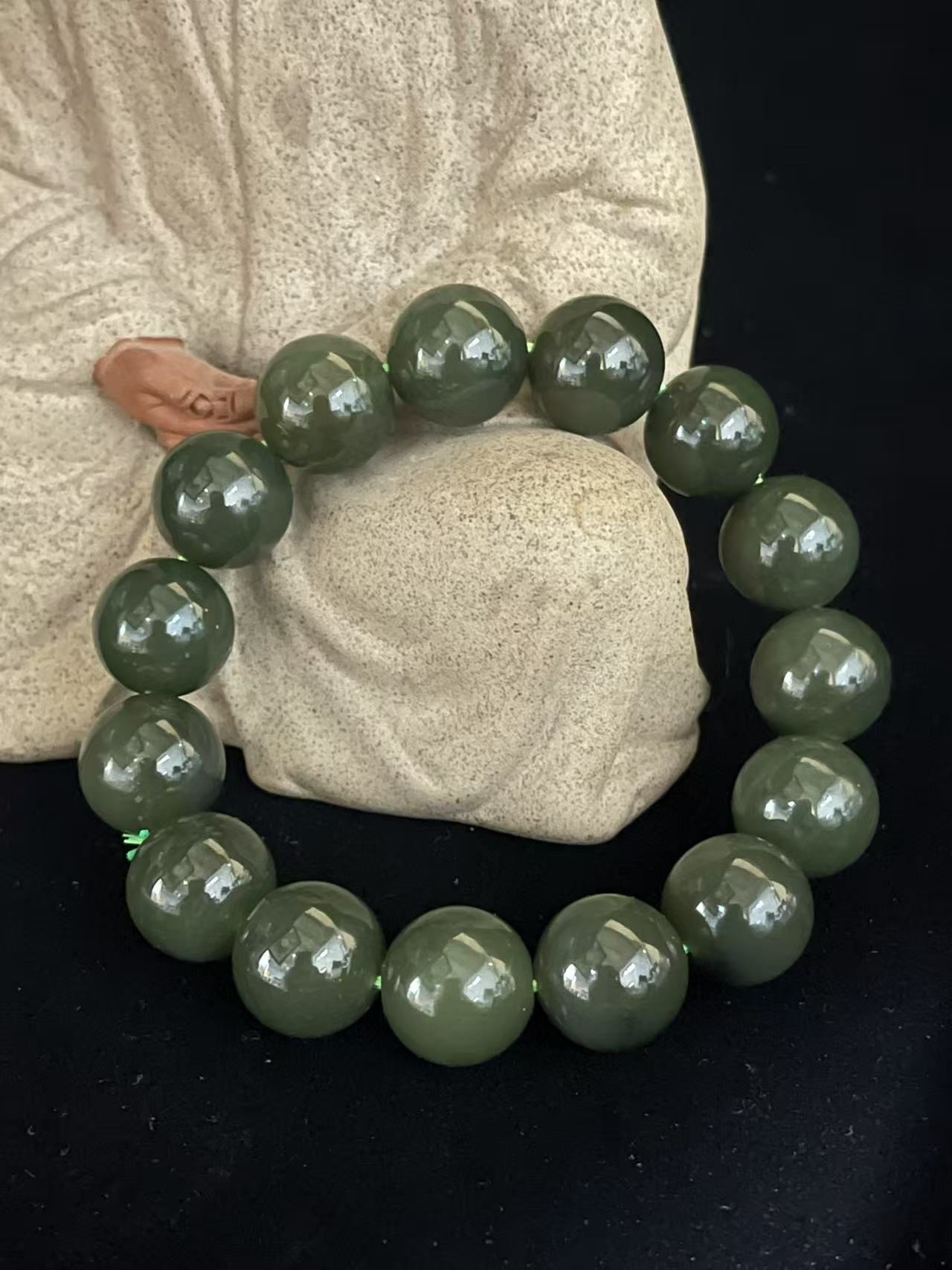 和田玉碧玉1.4单圈手串多样性发货发其一