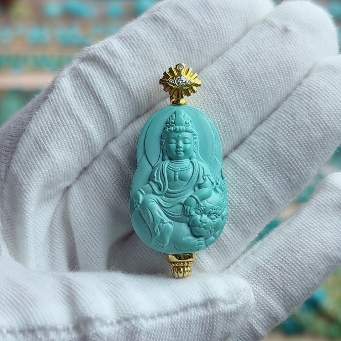 绿松石18K金镶嵌珠宝奇石