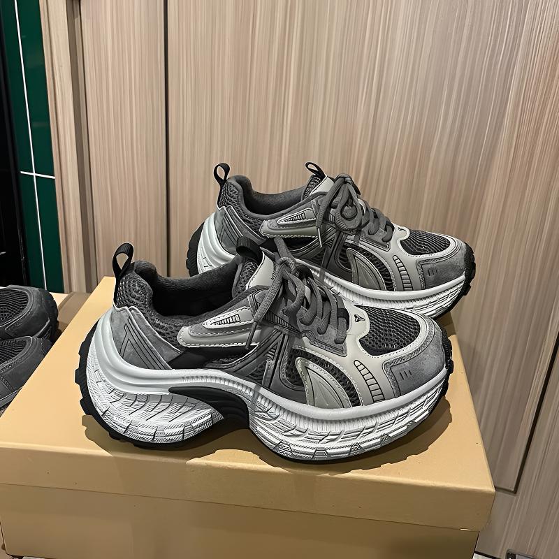 2025秋冬季新款东大门轮胎底增高厚底老爹鞋加绒双网休闲运动鞋潮