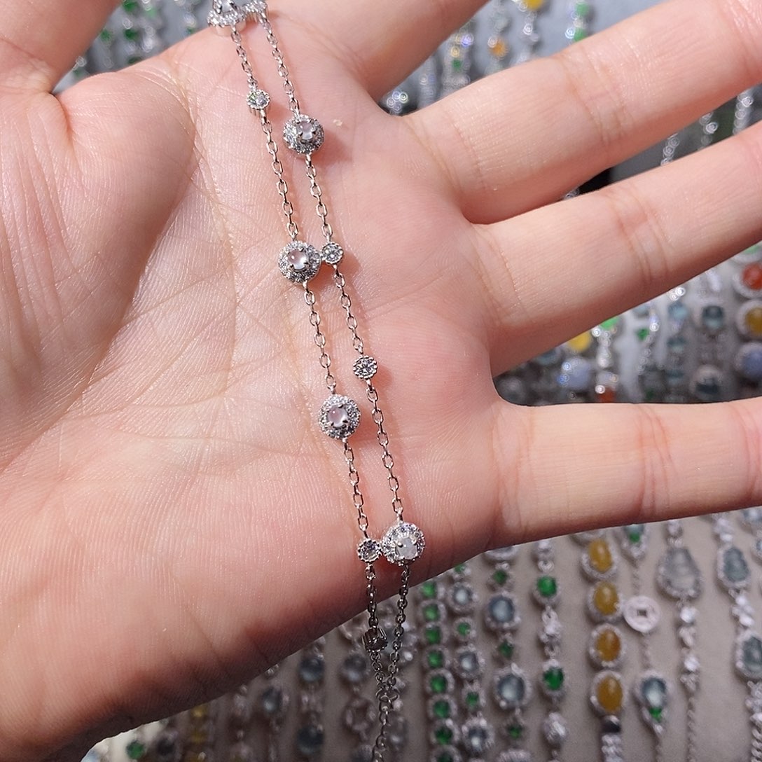 翡翠银S925镶嵌手链