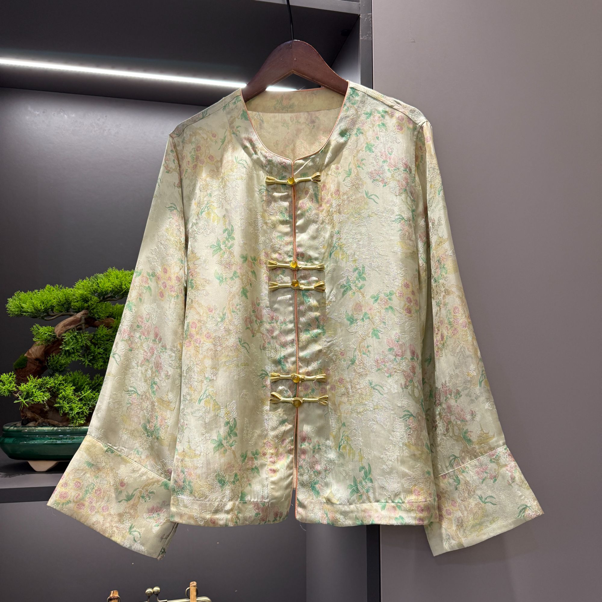 中式开衫复古盘扣传统改良兰花花色夏季女装宽松上衣3728