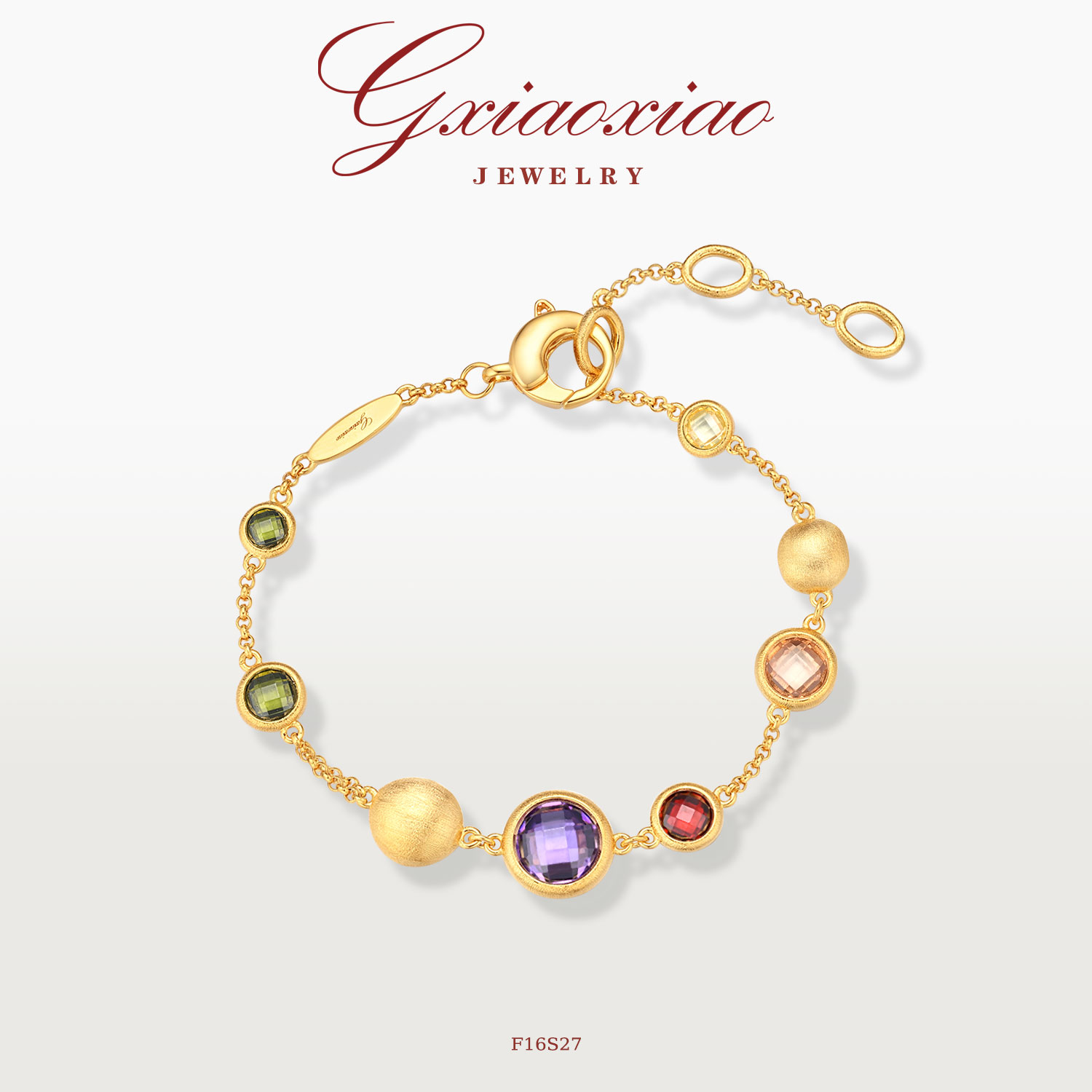 G XIAOXIAO 镀K金 【星河秘境】七彩拉丝百搭气质轻奢手链 F16S27