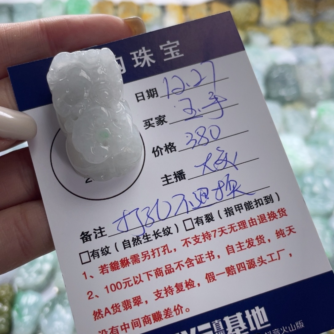 玉***货翡翠未镶嵌颈饰貔貅