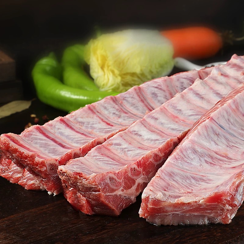 新鲜猪肋排精排猪小排精修寸排排骨剔除脊骨3斤装