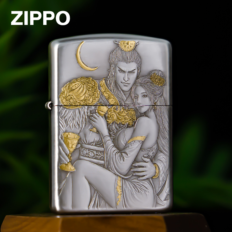 ZIPPO/之宝【貂蝉吕布】双面立体浮雕 熏银盔甲防风打火机 DYX1H1