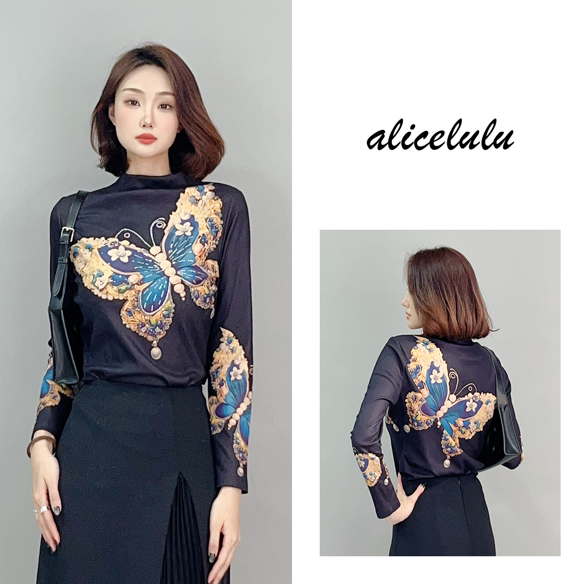1 ALICE 招福蝶衬衫 优雅立体 弹力百搭 S2141811W