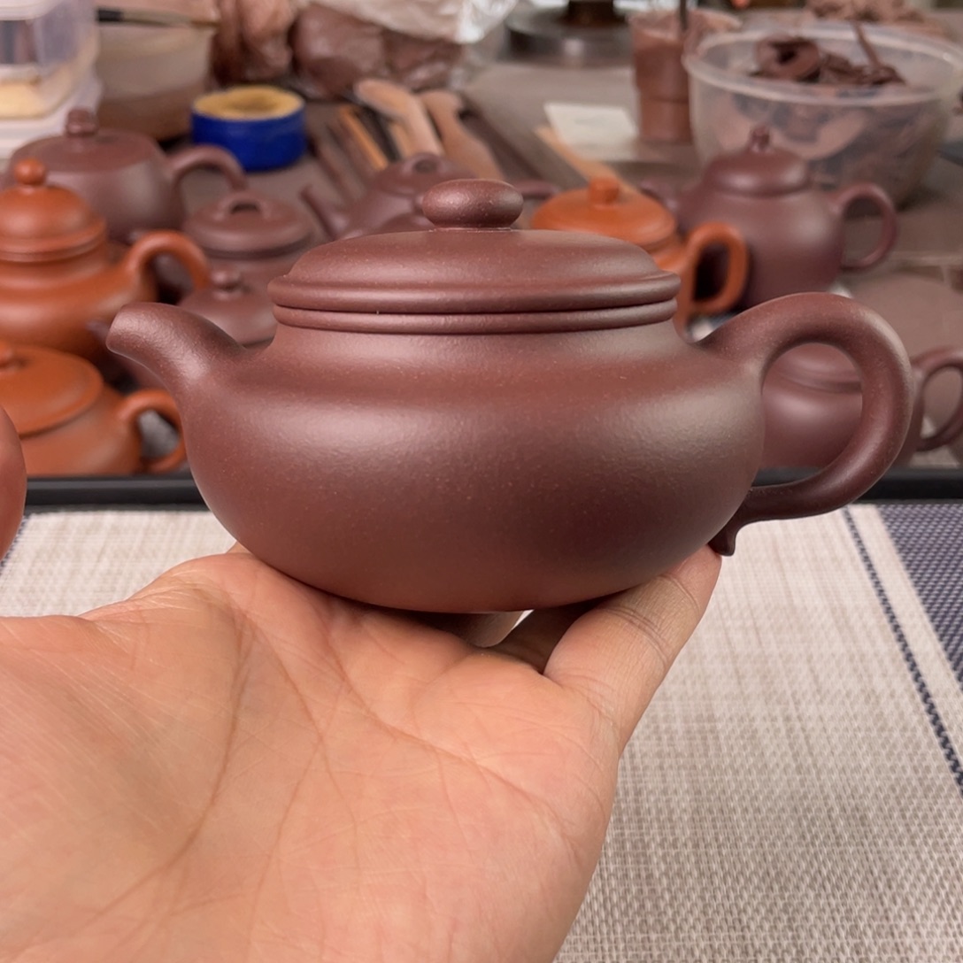 茶壶紫砂半手工老紫泥仿古壶200cc