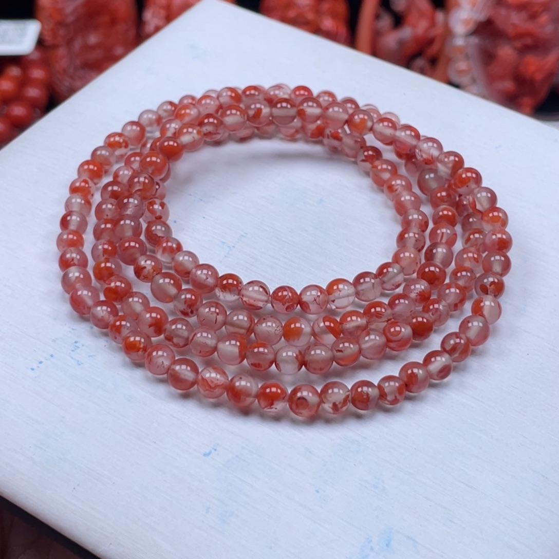 南红玛瑙未镶嵌卡4.8冰飘火焰草花