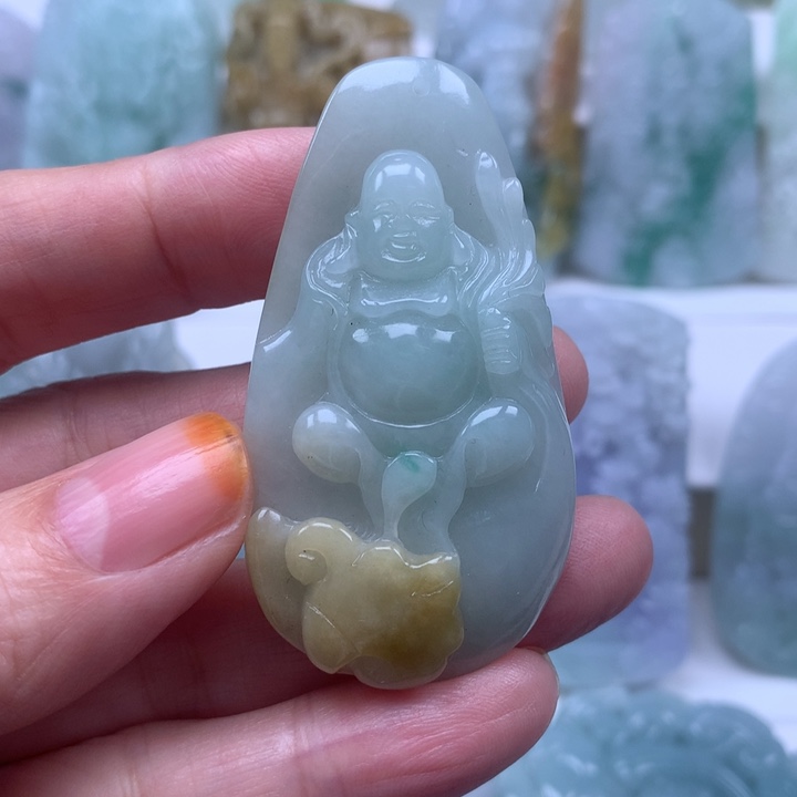 定制翡翠未镶嵌挂件逍遥佛挂件