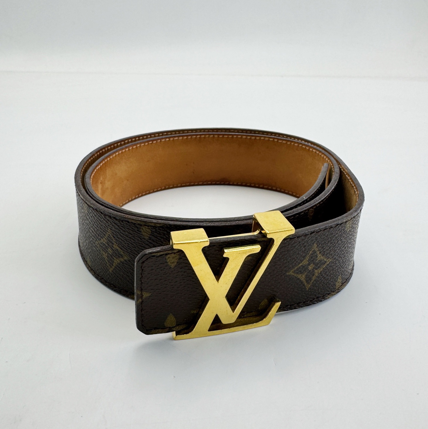 95新 LouisVuitton/路易威登 90cm*3.5cm/棕色老花皮带/17596071