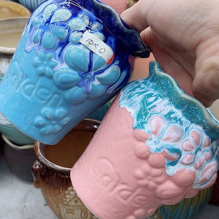 多肉绿植陶瓷花盆9.9包邮，有孔