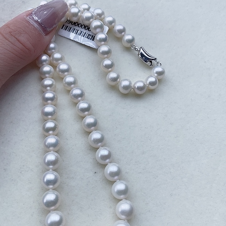 淡水珍珠银S925镶嵌项链卡8+极光炫奥绿➕金属光高品