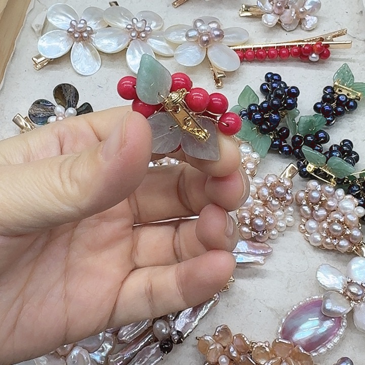 淡水珍珠发饰银S925镶嵌