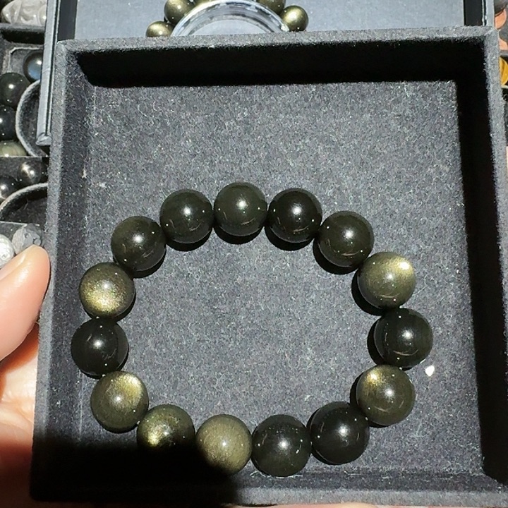 W***光黑曜岩未镶嵌手链