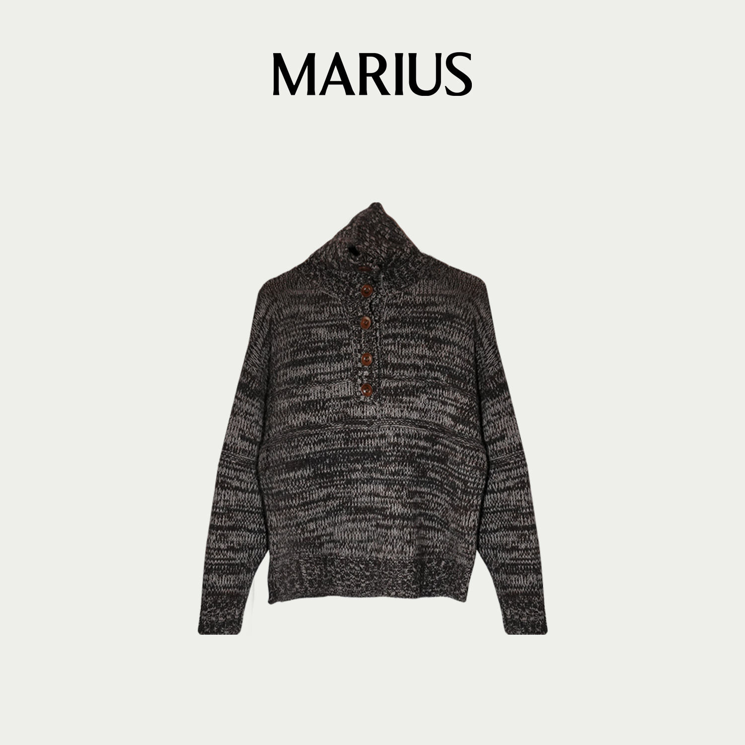 MARIUS | "编织糖霜"混纺纽扣半开襟时尚高领针织衫