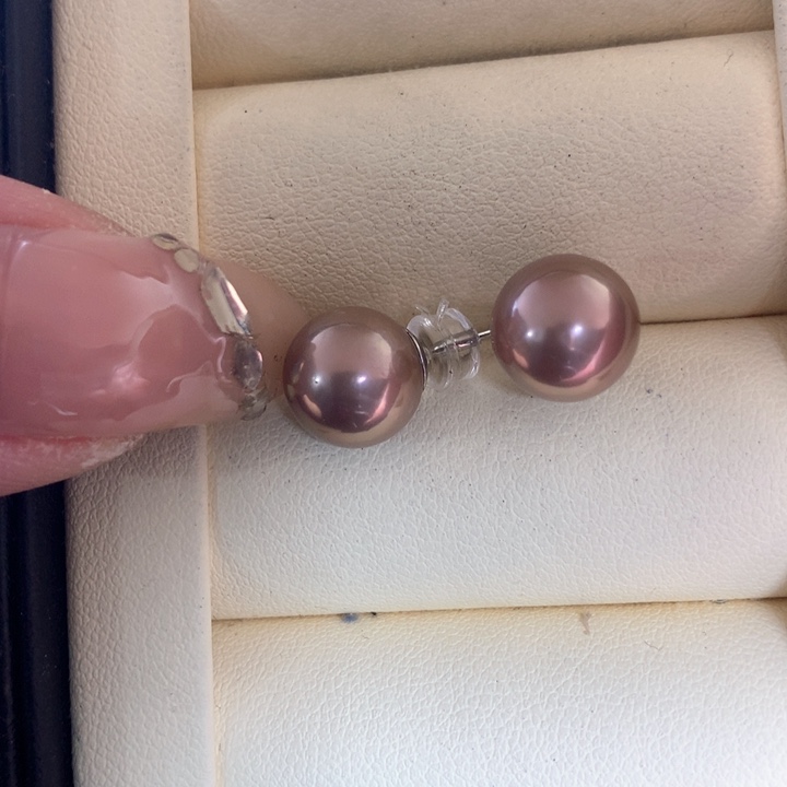 银S925镶嵌耳饰淡水珍珠