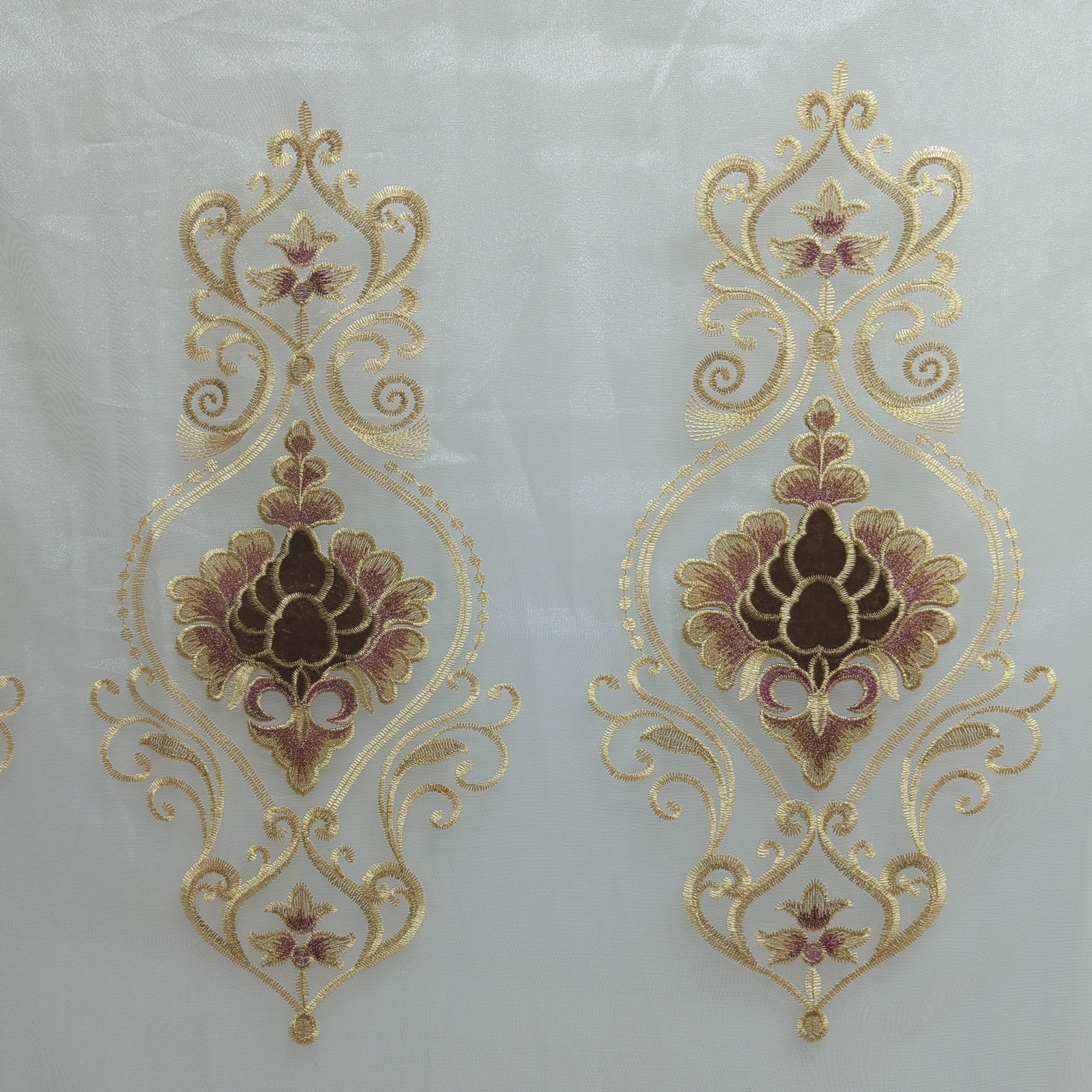 00096 窗帘纱成品刺绣挂钩款阳台防晒窗纱宽7米高2.7米免费对开