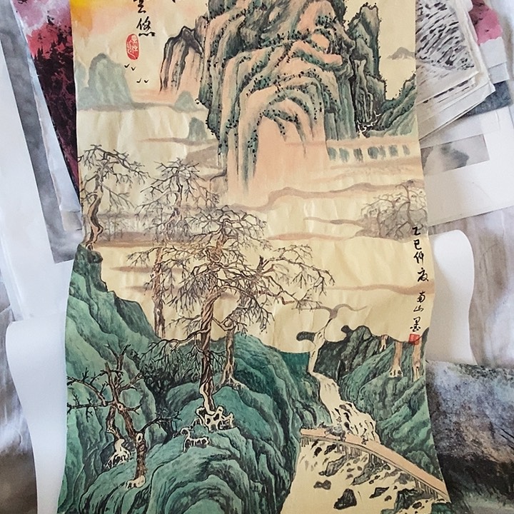 国画三尺手绘山水
