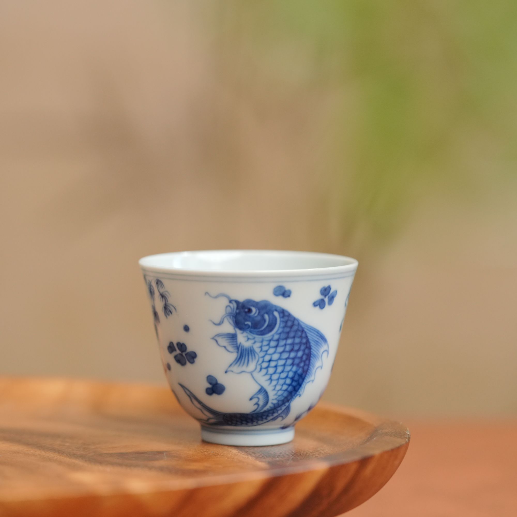 望月怀古鲭鱼铃铛杯WYHG045纯手工手绘陶瓷