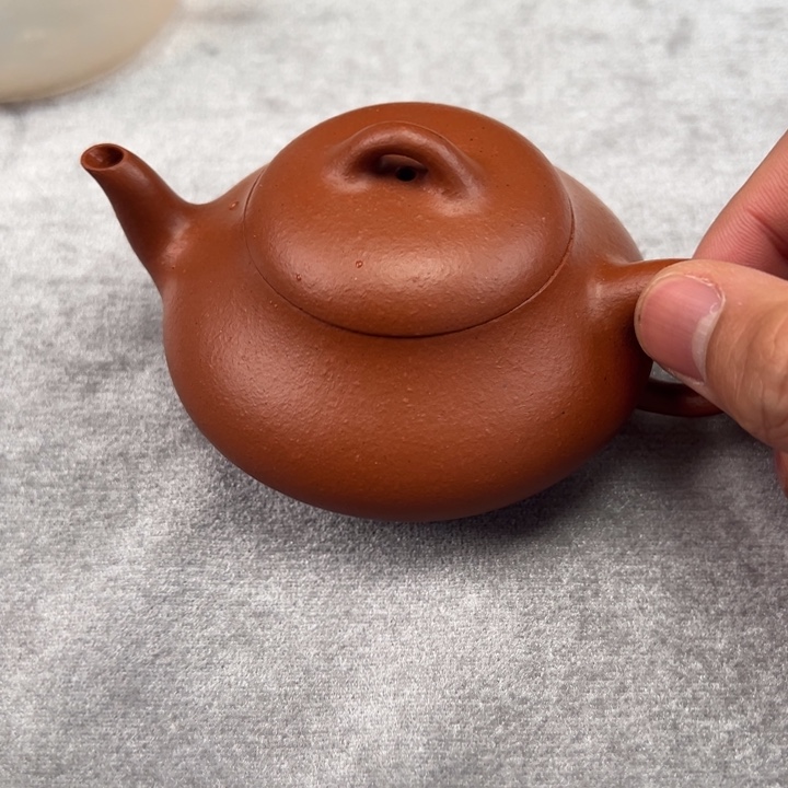 紫砂茶壶缩盖朱泥汉棠石瓢160cc