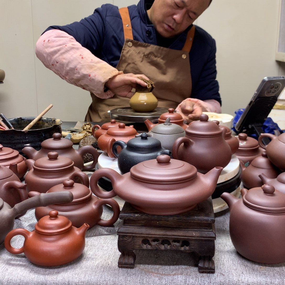茶壶紫泥虚扁200 C半手工制作