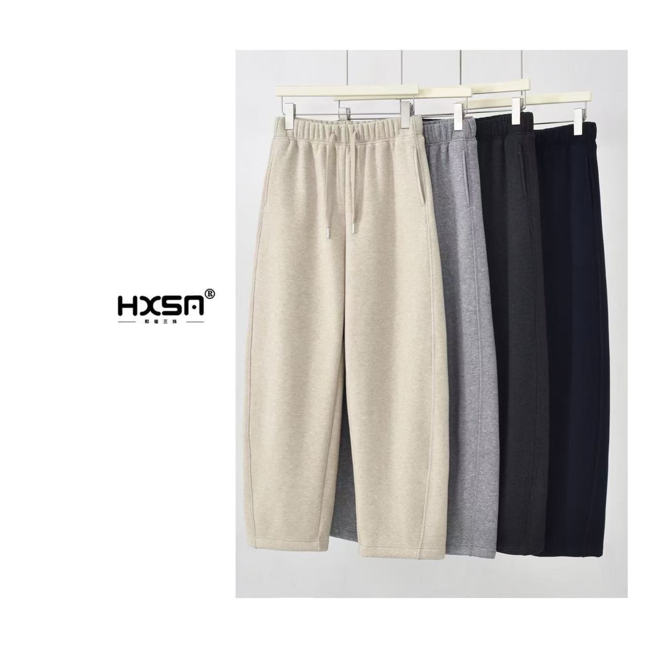 （现+预）HXSM「美人条弯刀裤」冬加绒加厚气质百搭抽绳休闲裤251176