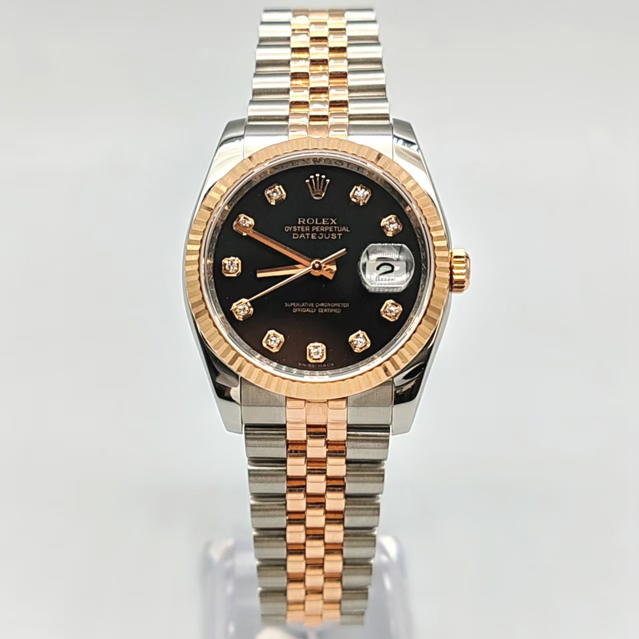 99新 Rolex/劳力士 日志/116231/黑盘/36表径/原盘原钻/单表