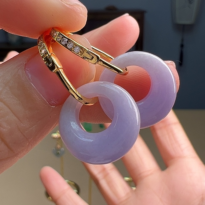 翡翠耳饰银S925镶嵌耳饰